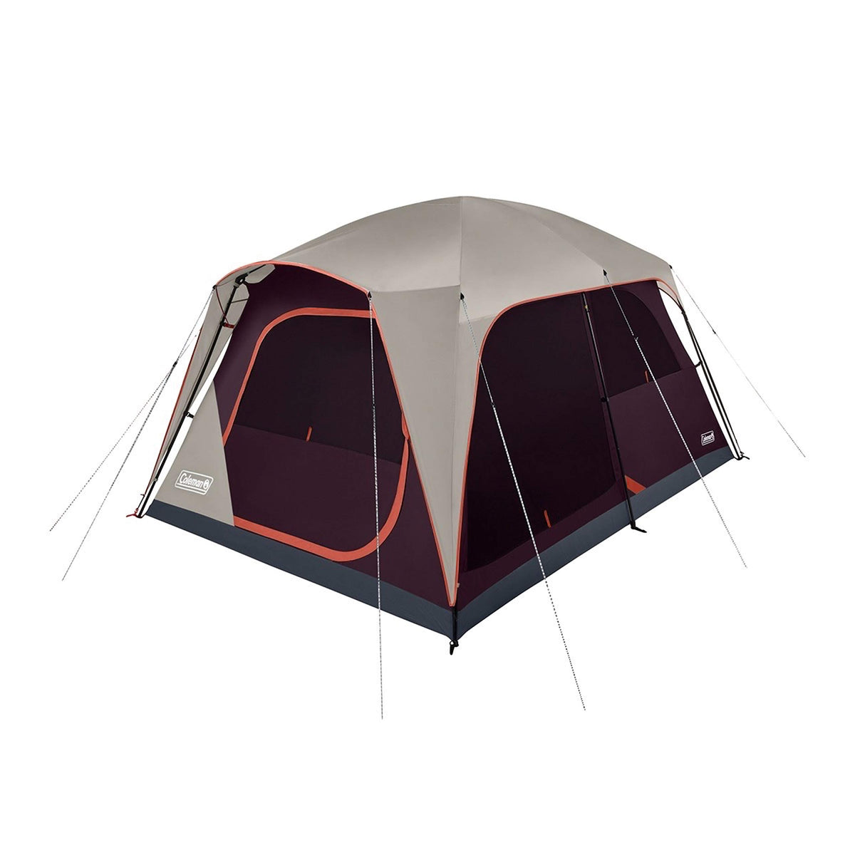 Coleman Skylodge Camping Tent, 8/10/12 Person Weatherproof Family Tent with Convertible Screen Room, ColorCoded Poles, Room Divider, Rainfly, and Sto