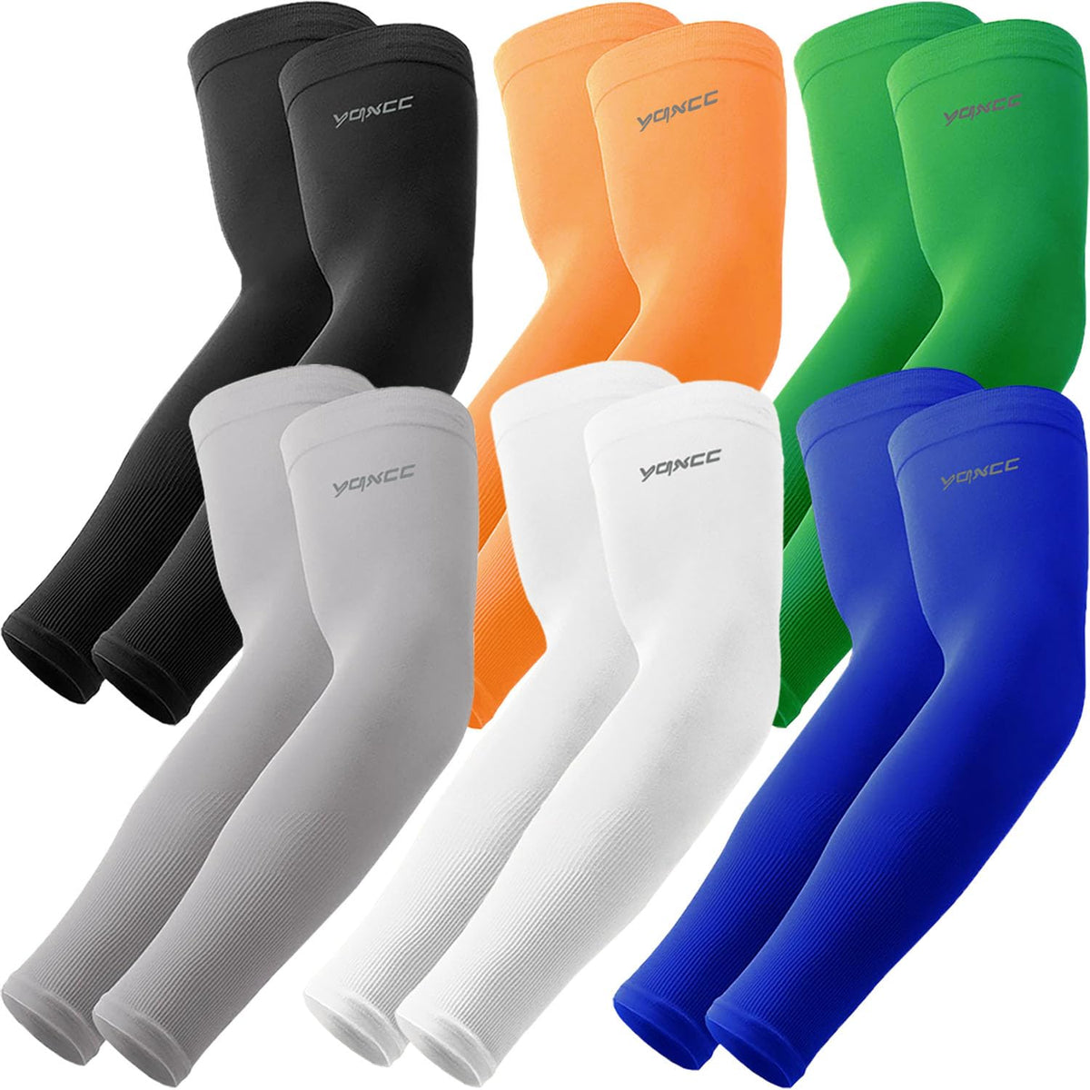 YQXCC 6 Pairs Arm Sleeves for Men Women, UPF 50 Cooling UV Sun Protection Sports Compression Sleeves