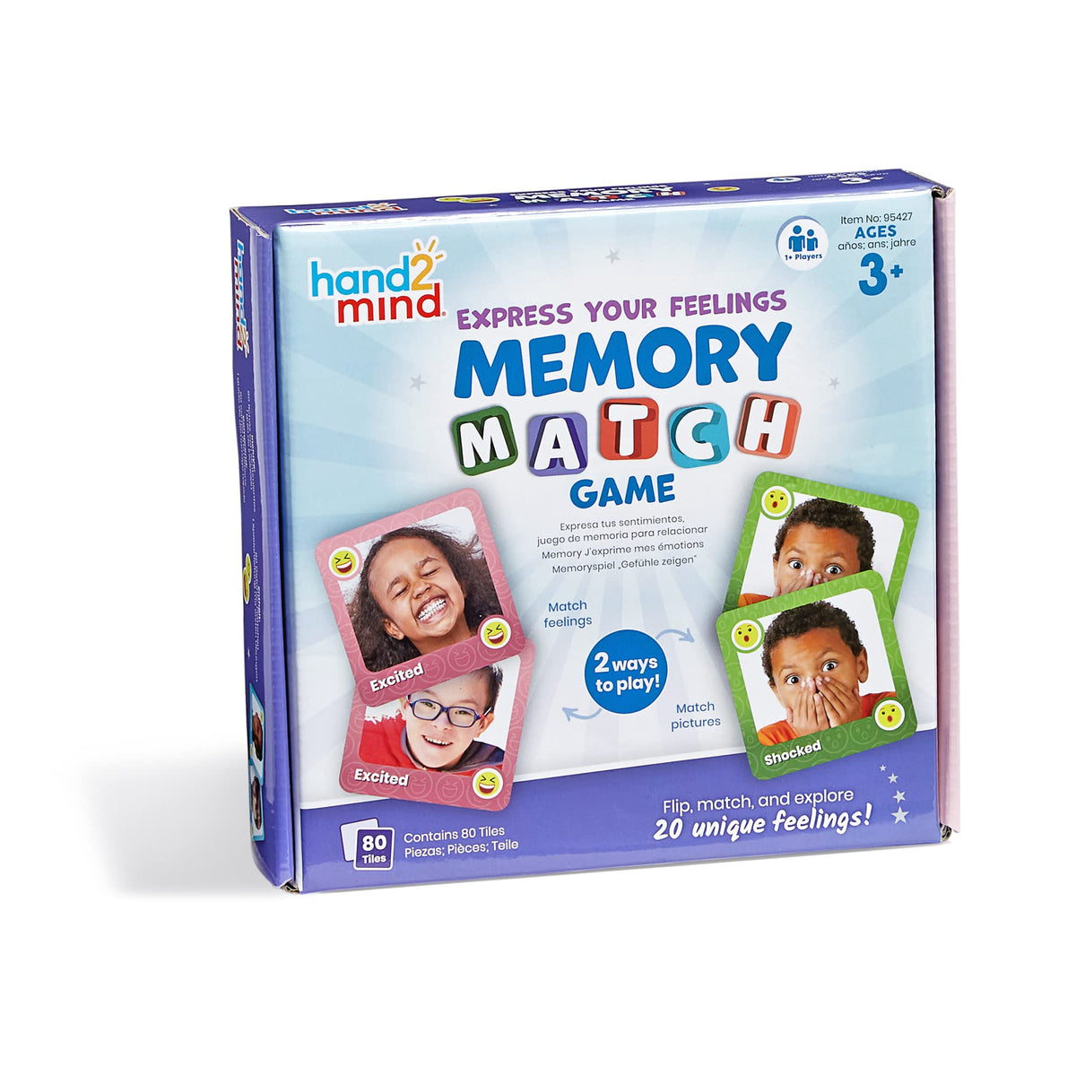 hand2mind Express Your Feelings Memory Match Game, Emotion Cards for Kids, Matching Card Game, Social Emotional Learning Activities, Play Therapy Game