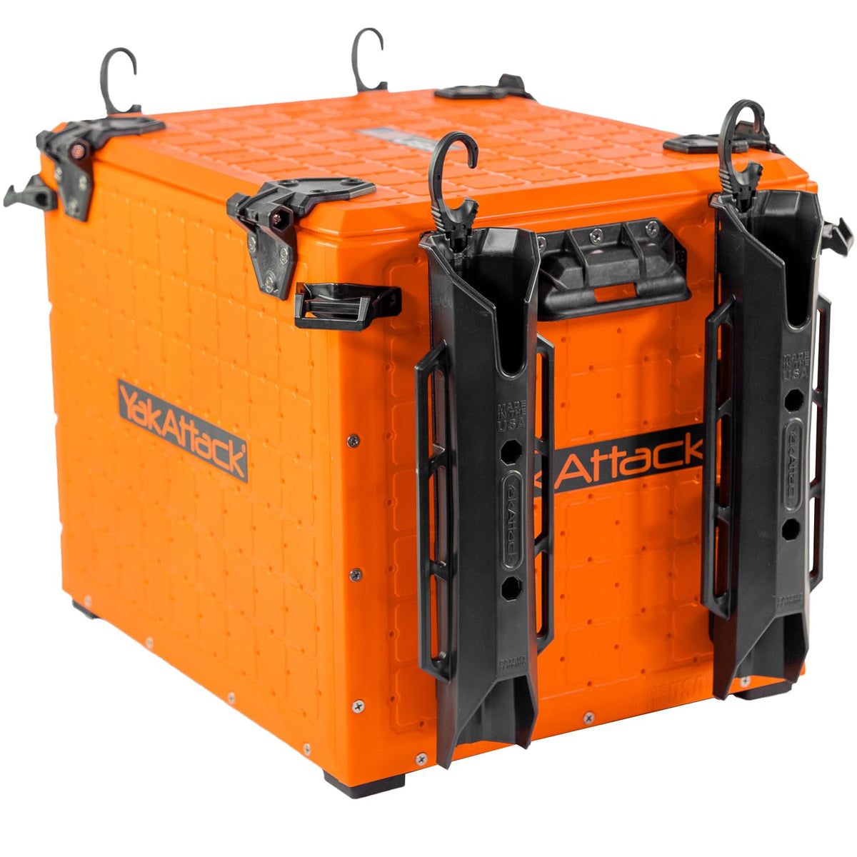 YakAttack BlackPak Pro Kayak Fishing Crate  Includes 4 Attachable Fishing Rod Holders, 13inch x 16inch  YakAttack Orange | Kayak Fishing Accessories
