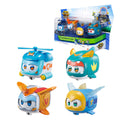 Super Wings Toys, 4 PCS Super Pet Sets, Glow and FaceChanging Transformer Toys Jerome Golden Boy Shine Tino Pet, Stacking Toys for Toddlers Kids 3 4 