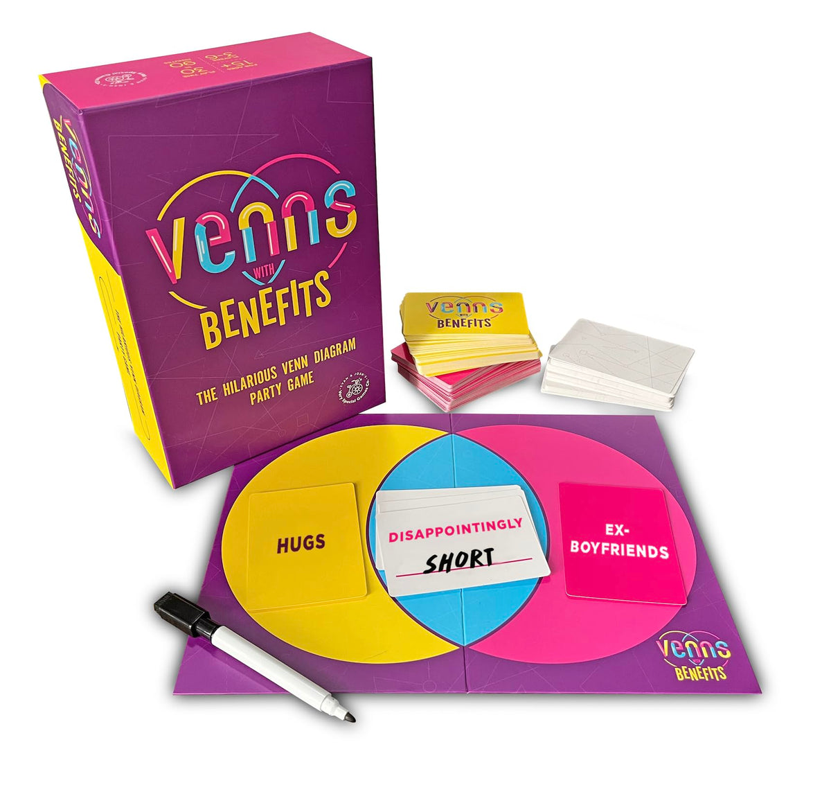 VENNS WITH BENEFITS  The Hilarious Venn Diagram Party Game, for 3+ Creative & Witty Players