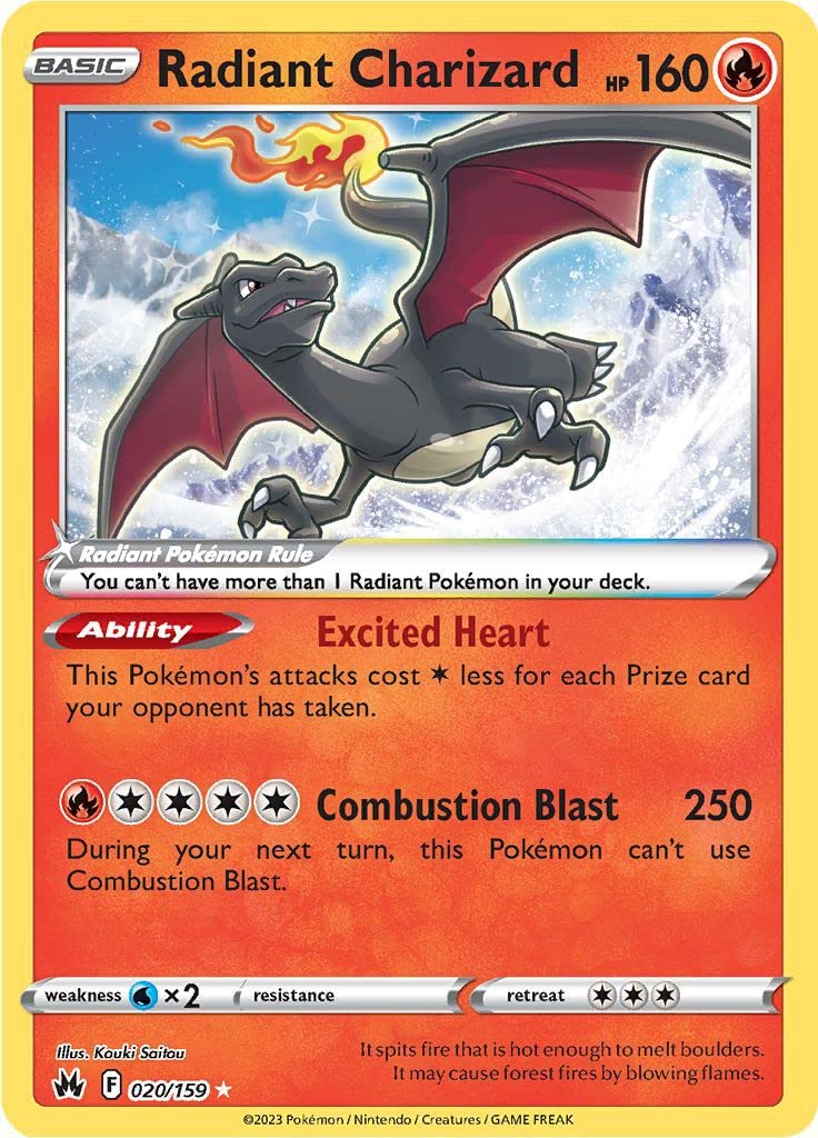 Pokemon  Radiant Charizard 020/159  Crown Zenith  Ultra Rare Card