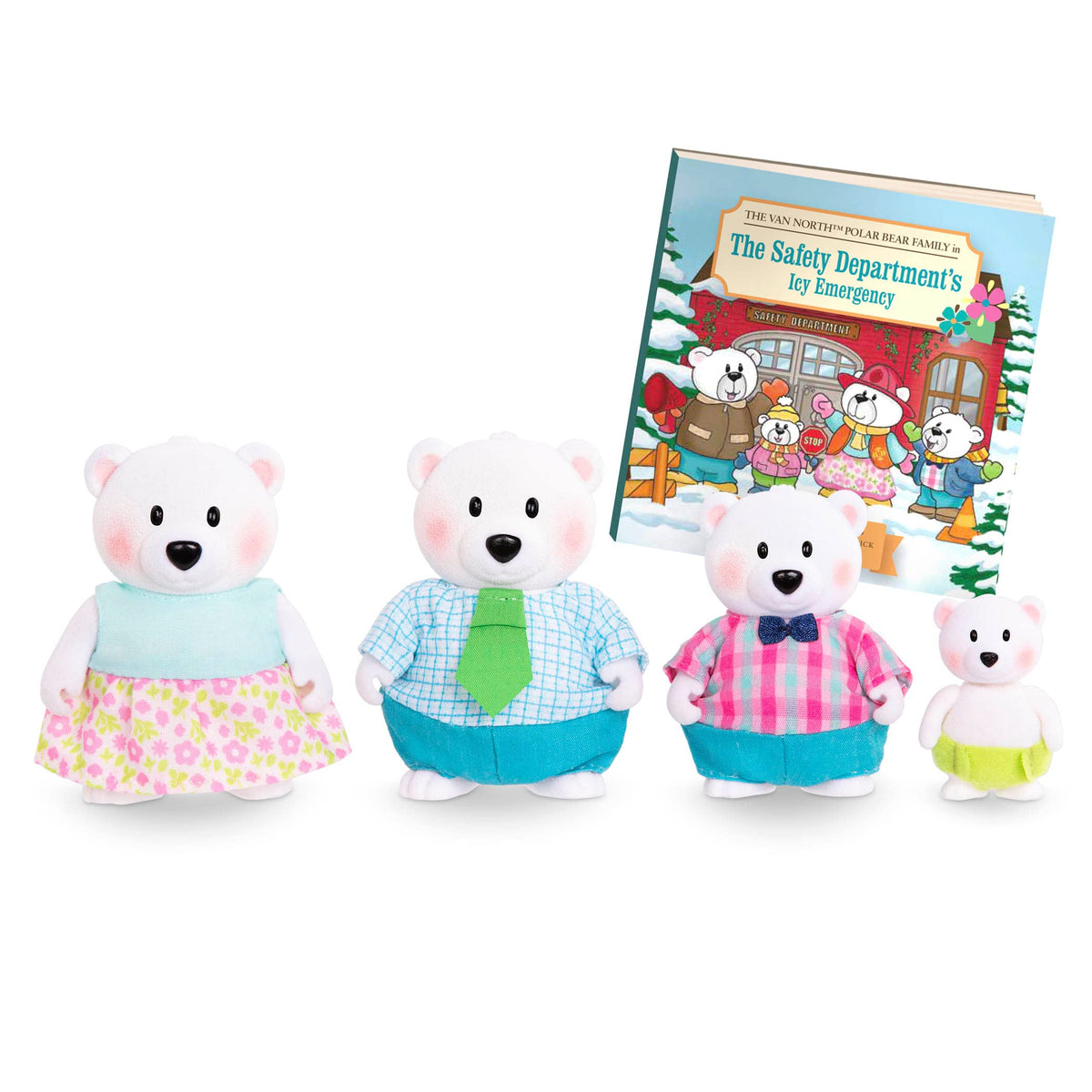 Lil Woodzeez  Polar Bear Family Set  4 Collectible Doll Figures with Storybook  Pretend Play Toy  Gift for Kids Age 3+