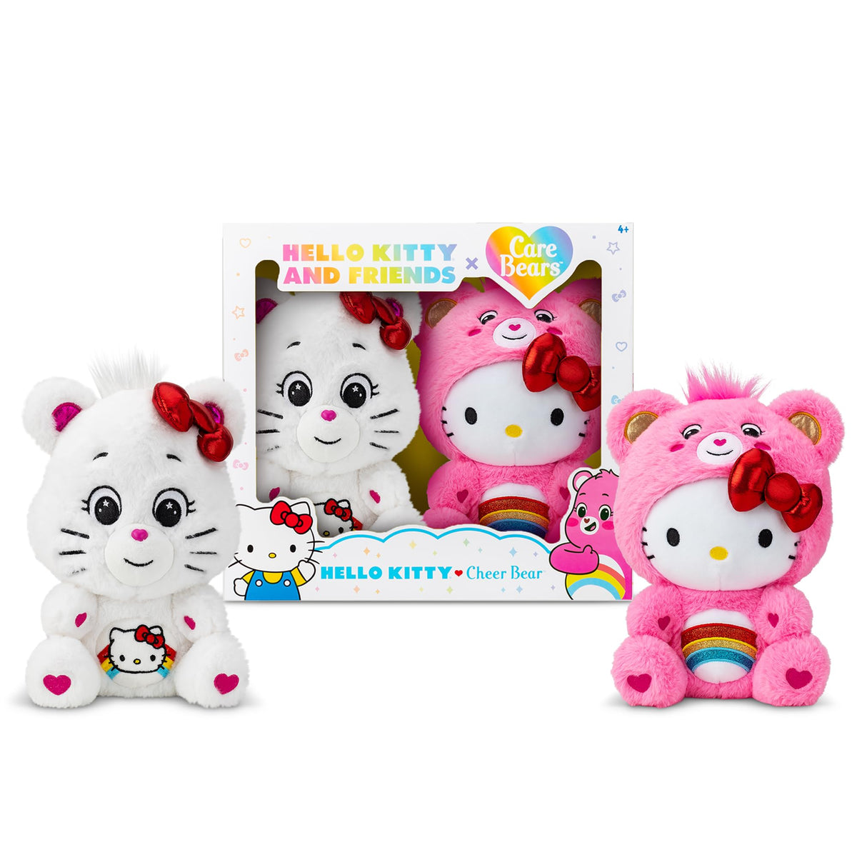 Care Bears Hello Kitty Loves Cheer Bear 10inch Collectible Plush 2Pack  Soft, Huggable Material!