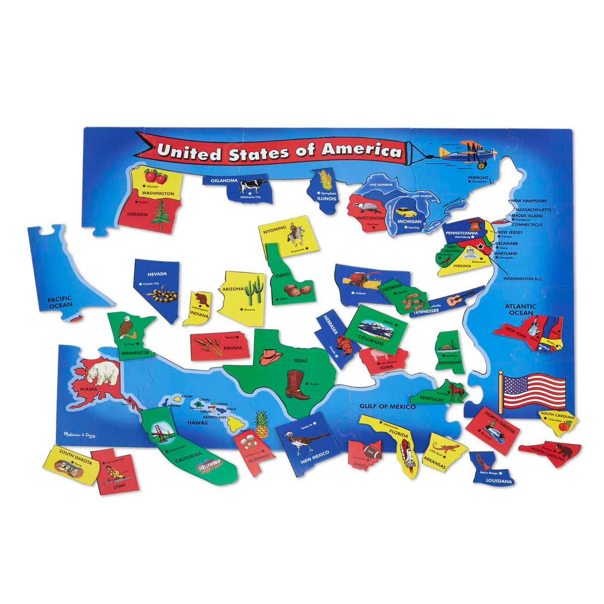 Melissa & Doug USA Map Floor Puzzle  51 Pieces (2 x 3 feet)  FSC Certified