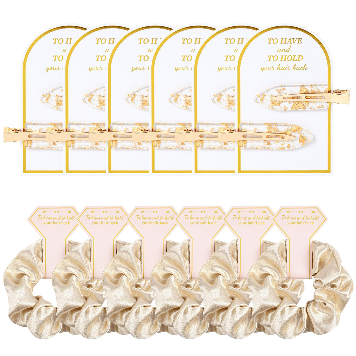12 PCS Soft Silk Satin Hair Accessories  Scrunchies, Hair Clips for Bridal Shower Gifts, Wedding Favors for Women and Girls