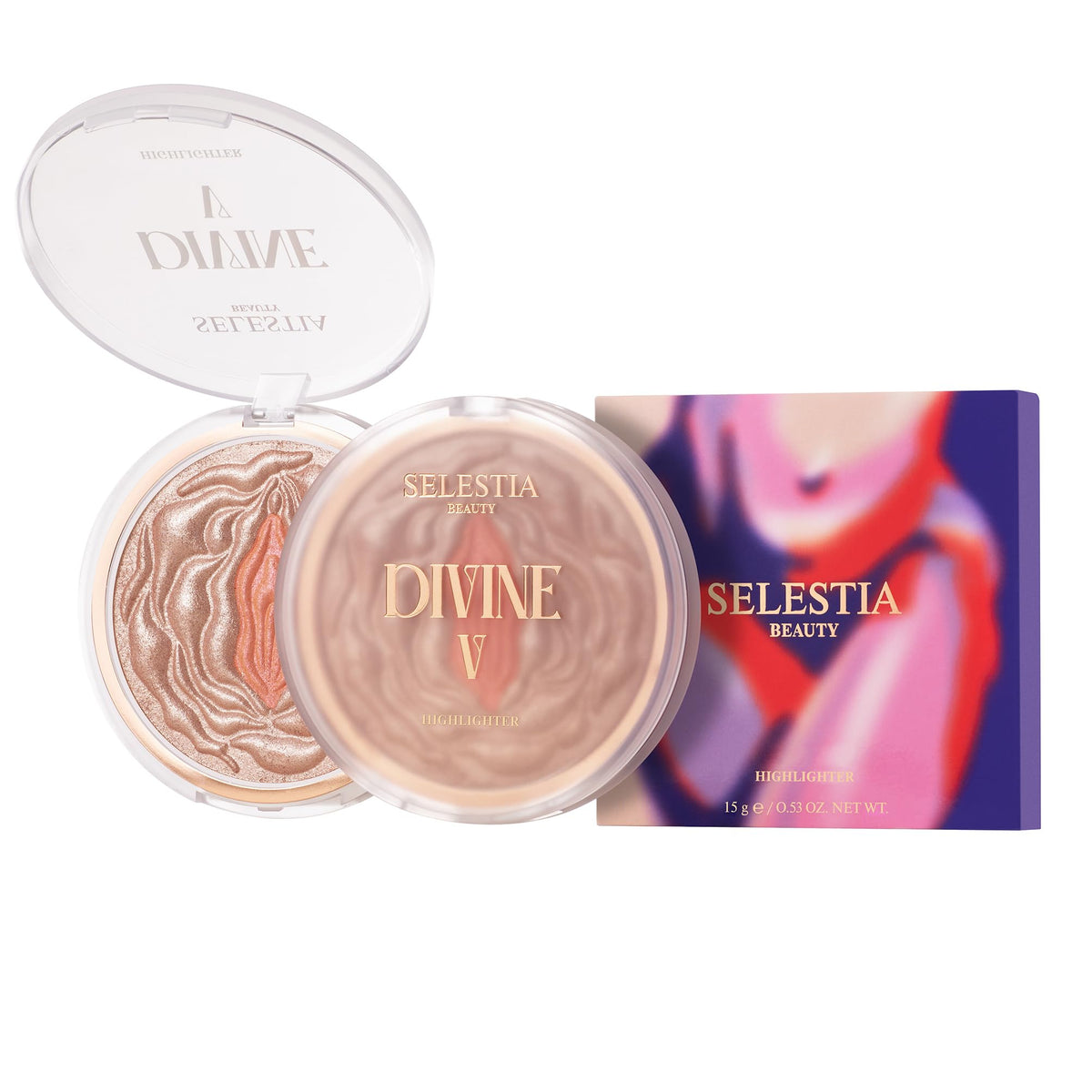 SELESTIA BEAUTY Highlighter Makeup Powder Divine V  Highlighter Powder for Radiant Glow  Face Highlighter for All Skin Tones  EasytoApply Powder 