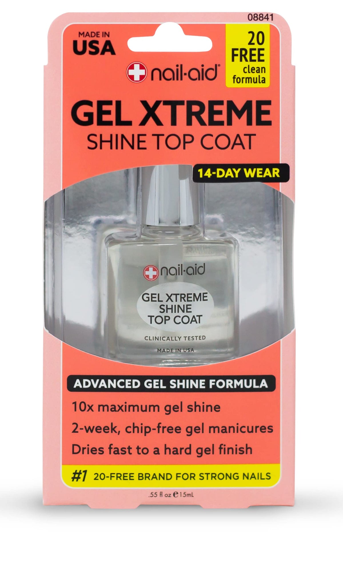 NailAid Gel Xtreme Shine Top Coat, Clear, 0.55 Fluid Ounce