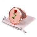 Dynippy Compact Mirror Rose Gold Makeup Mirror Folding Mini Pocket Mirror Portable Hand Mirror DoubleSided 2 x 1x Magnification for Woman Girls ARed