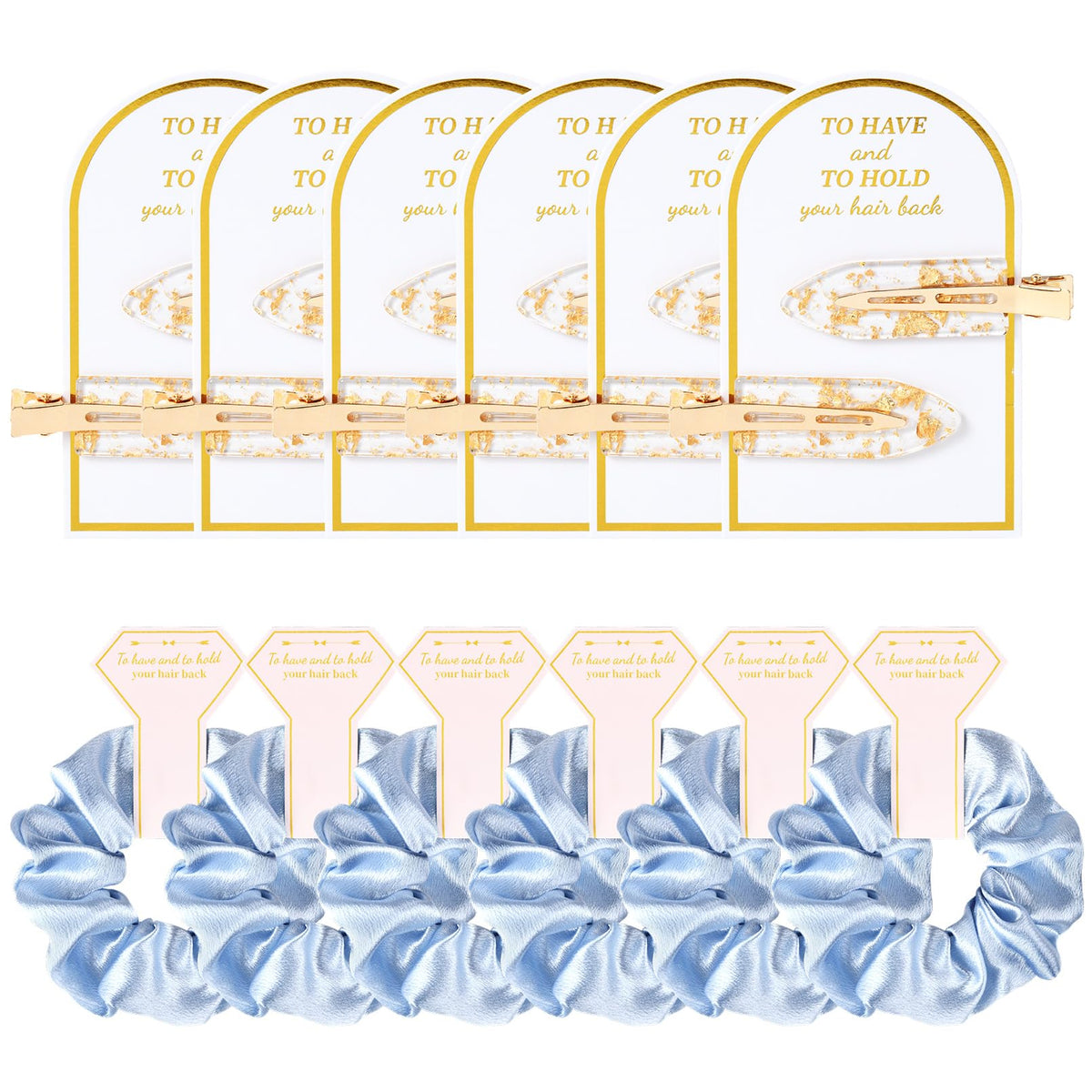 12 PCS Silk Satin Soft Blue Hair Accessories  Bridesmaid Proposal Favors with Hair Clips, Scrunchies, and Bridal Shower Gifts for Women and Girls