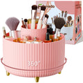360 Rotate Makeup Brush Holder Organizer, Makeup Organizers Countertop, Makeup organization and Skincare Storage for Vanity, Desktop, Bathroom (Pink)