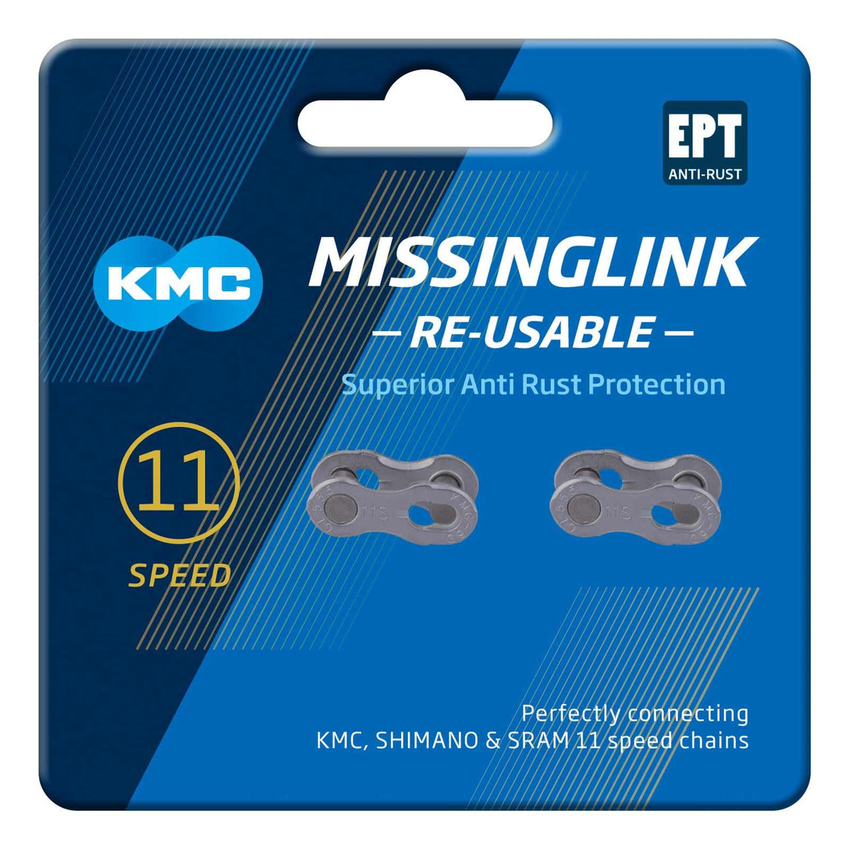 KMC 11 Speed EPT ReUsable MissingLink, Dark Silver, 2 Pairs