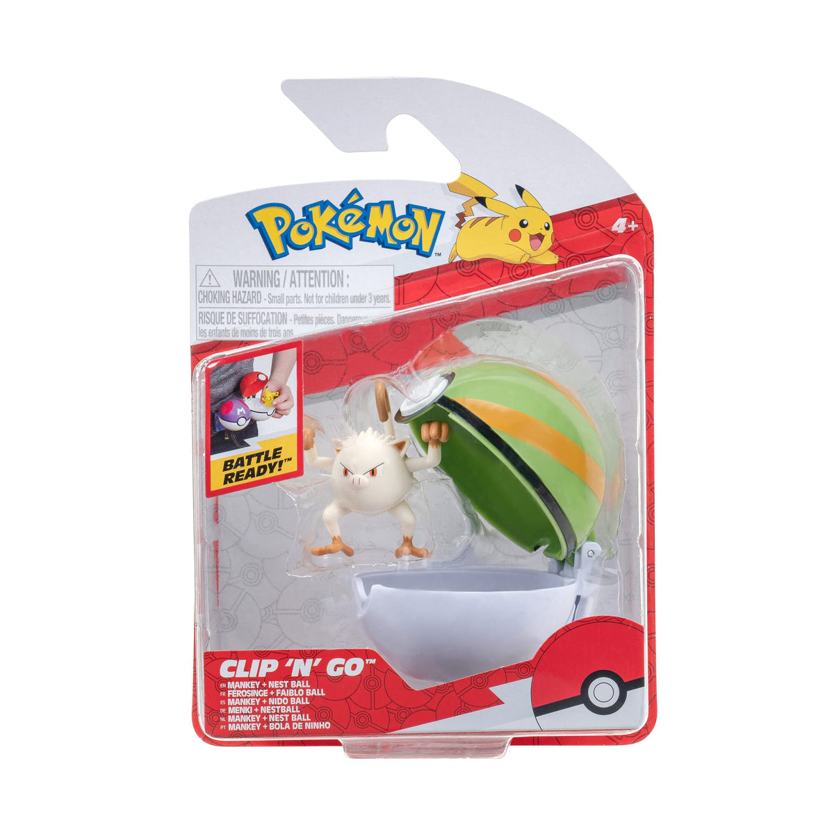 PKW3136  Clip nGo Pok Balls  Menki & Nest Ball, Official Pokball with 5 cm Figure