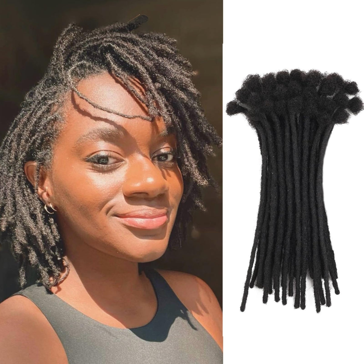 Loc Extension Human Hair 0.4cm Width 6inch 40 Strands 100% FUll Handmade Permanent Dreadlock Extension Human Hair for Women/Men/Kids Can Be Dyed Bleac