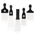Folansy 5 Pcs Afro Comb Metal African American Pick Comb Hairdressing Styling Tool Hair Pick for Hair Styling