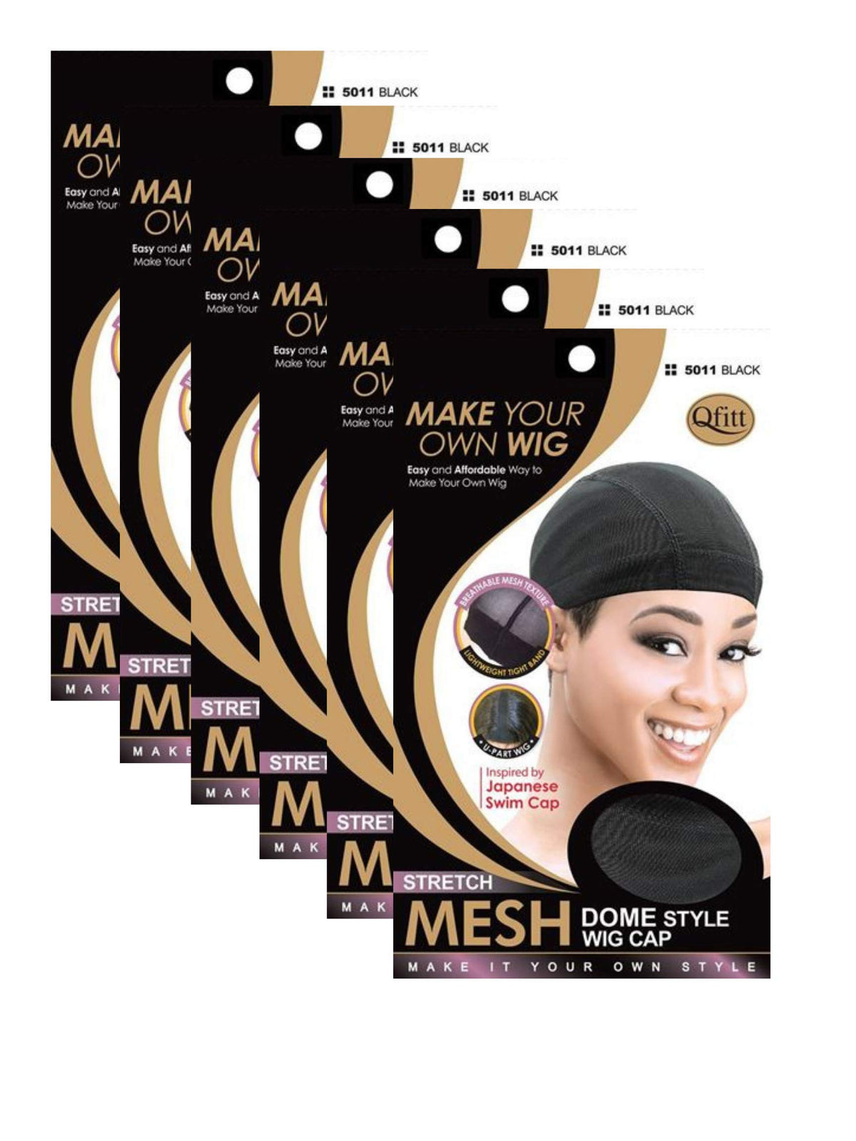 (6 Pack) Qfitt  Mesh Dome Style Wig Cap #5011