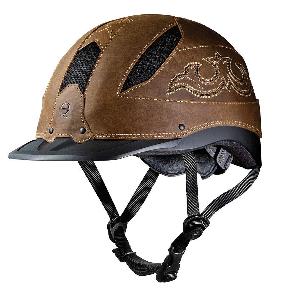 Troxel Cheyenne Rugged Horse Riding Helmet, LowProfile, SelfAdjustable Design, Safety Horseback Riding Gear, Small (65/8  7), Brown