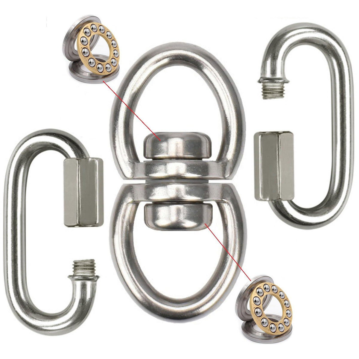 WWFFEN Swing Swivel Hanger Breaking Strength 360 Rotator for Tree Swing, Hammock Chair, Climbing Rope, Yoga, Kids Swing Swivel 1500LB Capacity