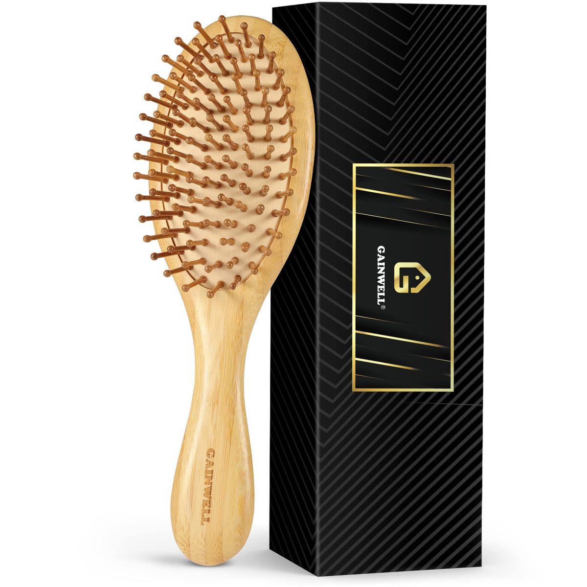 GAINWELL Bamboo Hair Brush for Hair Growth, Natural Bamboo Bristles Detangling Wooden Paddle Hairbrush for Massaging Scalp, for Women Men and Kids, fo