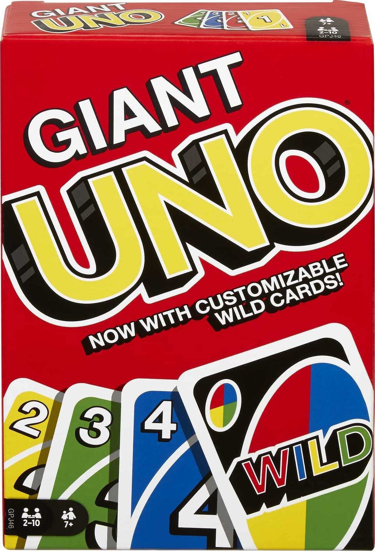 Mattel Games Giant UNO Card Game for Kids, Adults & Family Night, Oversized Cards & Customizable Wild Cards for 210 Players