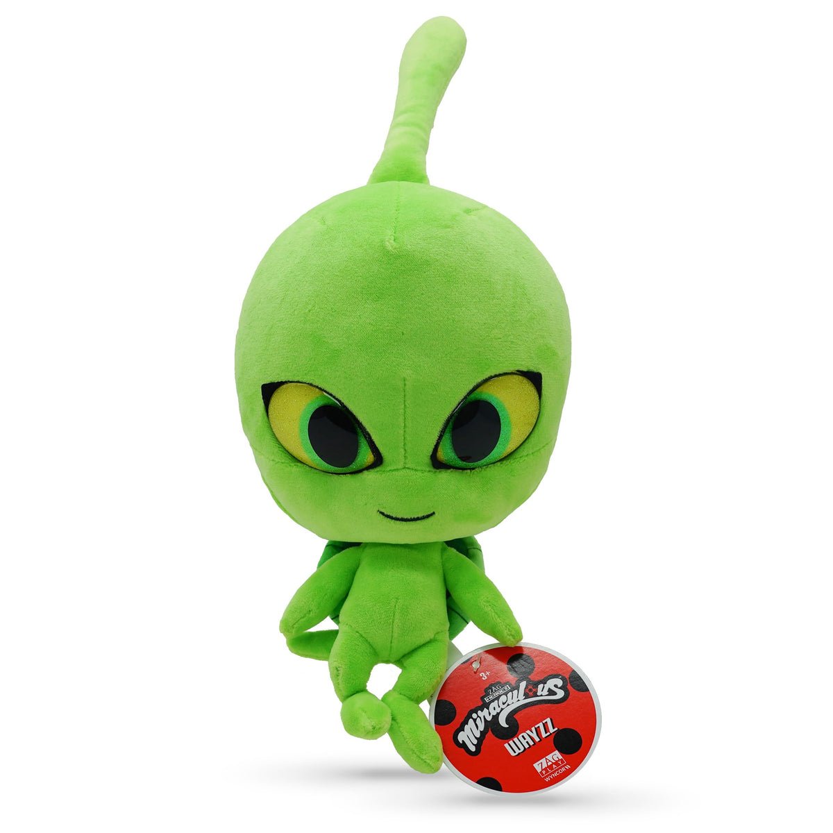 Miraculous Ladybug  Kwami Mon Ami Wayzz, 9inch Turtle Plush Toys for Kids, Super Soft Stuffed Toy with Resin Eyes, High Glitter and Gloss, and Detai