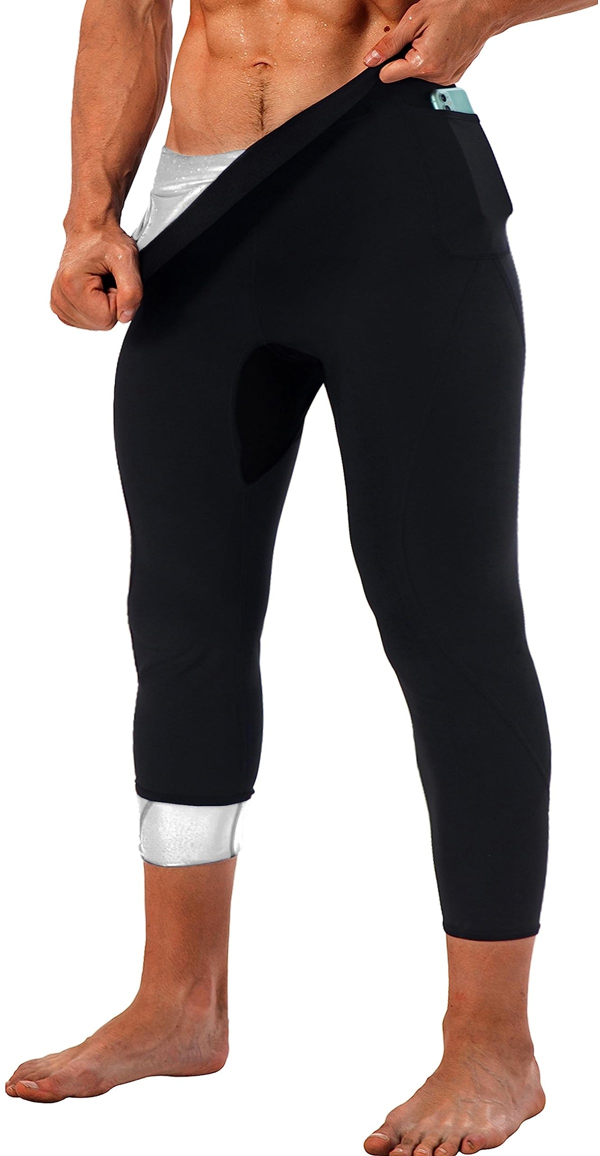 LMCOB Sauna Sweat Short Pants for Men Sauna Leggings Compression Hight Waist Pants Workout Sauna Suit (BH700107XXL)