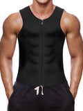 Wonderience Men Waist Trainer Vest Hot Neoprene Sauna Suit Corset Body Shaper Zipper Tank Top Workout Shirt(Black, Large)