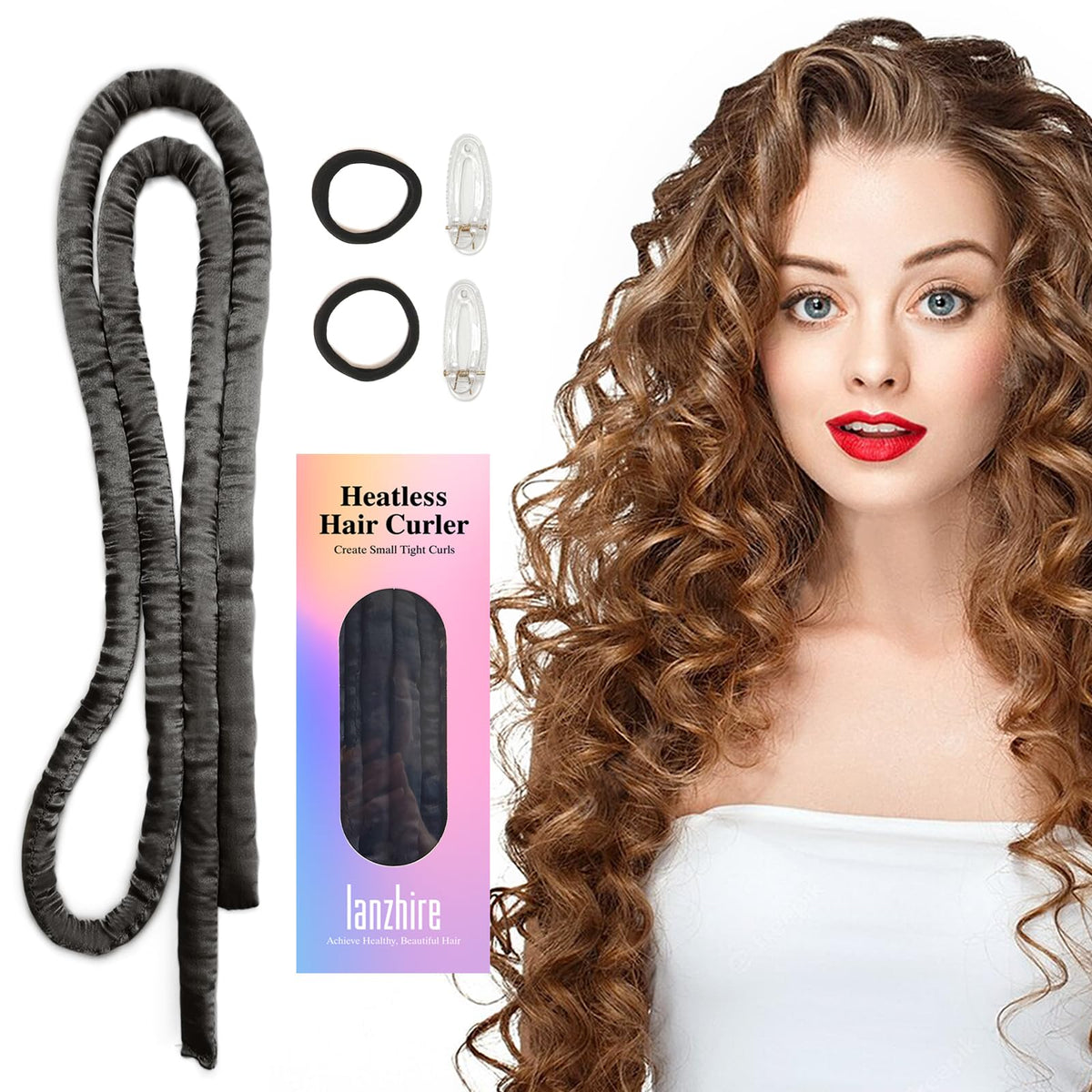 Lanzhire Heatless Small Curling Rod Headband, No Heat Thin Curling Headband for Long Hair and Short hair, No Heat Curlers to Sleep In, Overnight Heatl