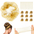 Blonde Ballet Bun Hair Net Set for Girls and Women  20 Elastic Mesh Invisible Hairnets with UShaped Pins for Dance