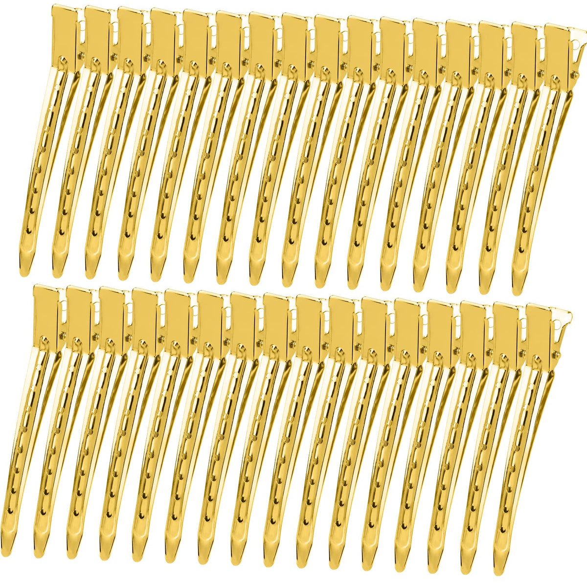 YGDZ 3.5 Inch Metal Duck Billed Clips with Holes  Alligator Curl Clips for Styling, Hair Coloring, Salon Use on Thick Hair Rollers, Gold