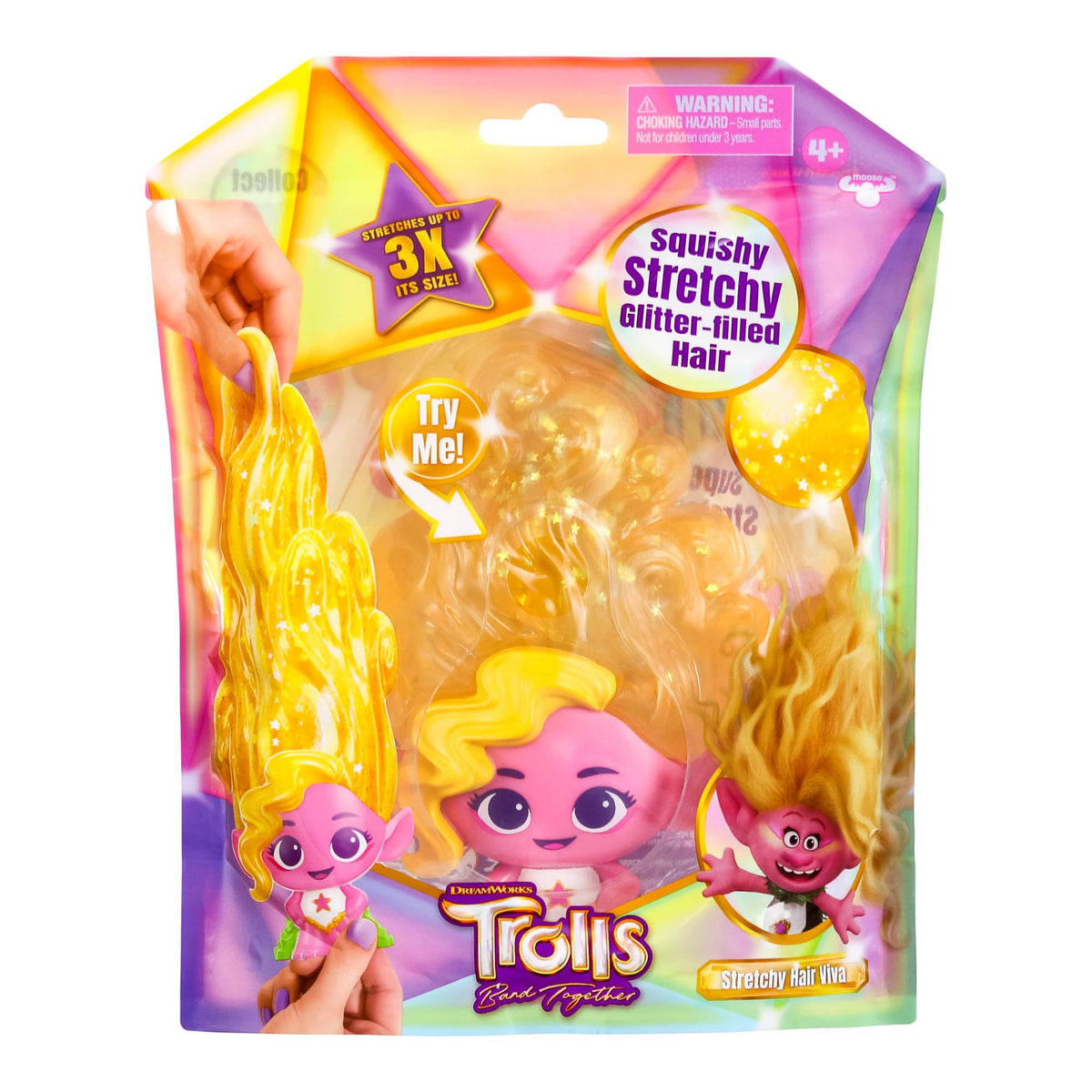 Magic Mixies DreamWorks Trolls Band Together Squishy, Stretchy GlitterFilled Hair Doll  Stretchy Hair Viva