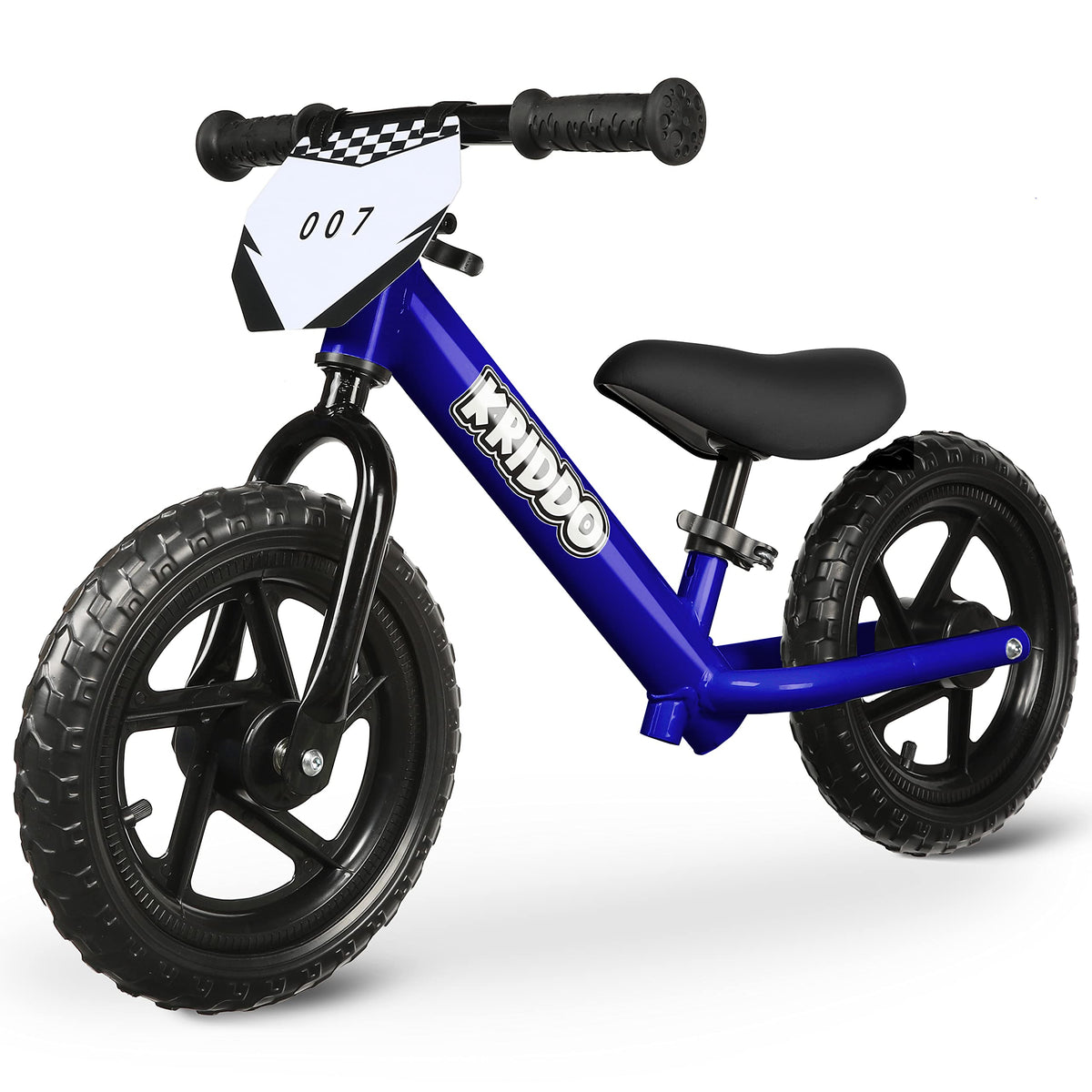 KRIDDO Toddler Balance Bike 2 Year Old, Age 18 Months to 5 Years Old, 12 Inch Push Bicycle with Customize Plate (3 Sets of Stickers Included), Steady 