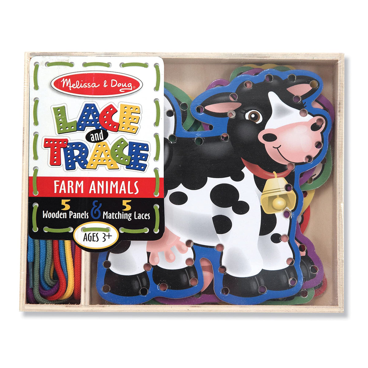 Melissa & Doug Lace and Trace Activity Set: 5 Wooden Panels and 5 Matching Laces  Farm