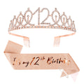 CIEHER 12th Birthday Crown + 12th Birthday Sash + Pearl Pin Set, Its My 12th Birthday Sash, 12 Birthday Tiara, 12th Birthday Decorations for Girls, 1