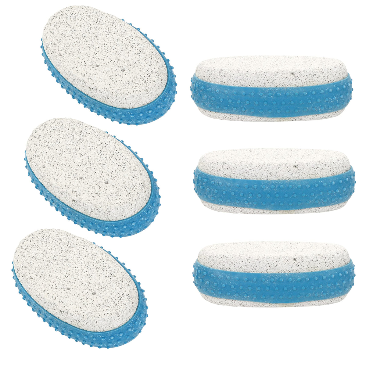 Iconikal Pumice Exfoliating Stone with Rubber Grip, 6Pack (Blue)