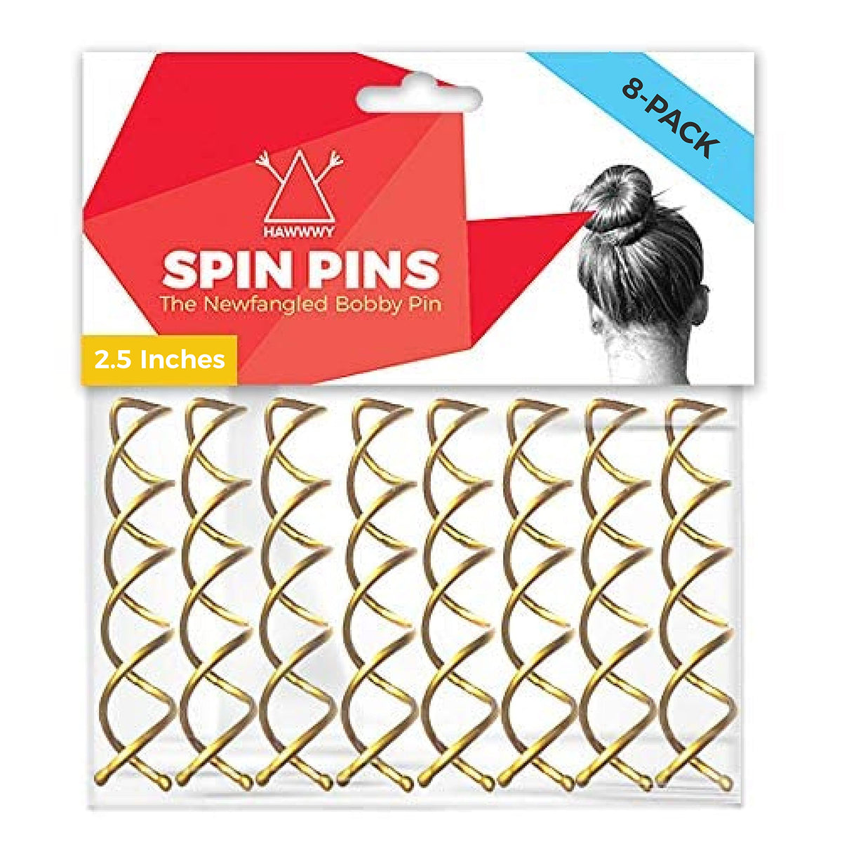 Hawwwy Gold Bobby Pins for Hair  8 Pack  Gold  2.5 Inches  Beautiful Twist Hair Accessories for Women and Kids  Easy Bobby Pins for Fast and Secu