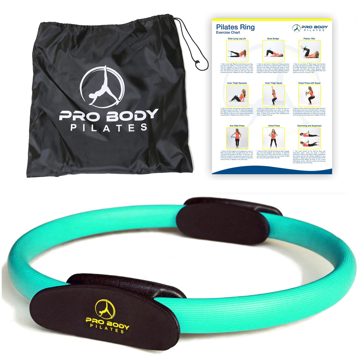 ProBody Pilates Fitness Circle  14 Inch Pilates Ring for Yoga and Other Workouts, Focusing on Toning Inner Thighs, Arms, Core and Back, at Home Pilat