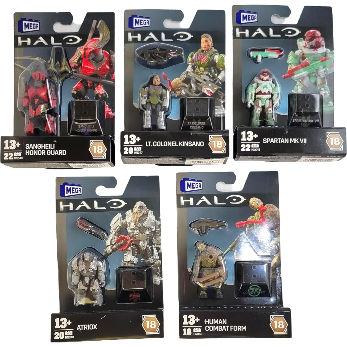 Mega Construx Halo Heroes Series 18 Complete Set of 5 Buildable Action Figures from DKW59963H Release