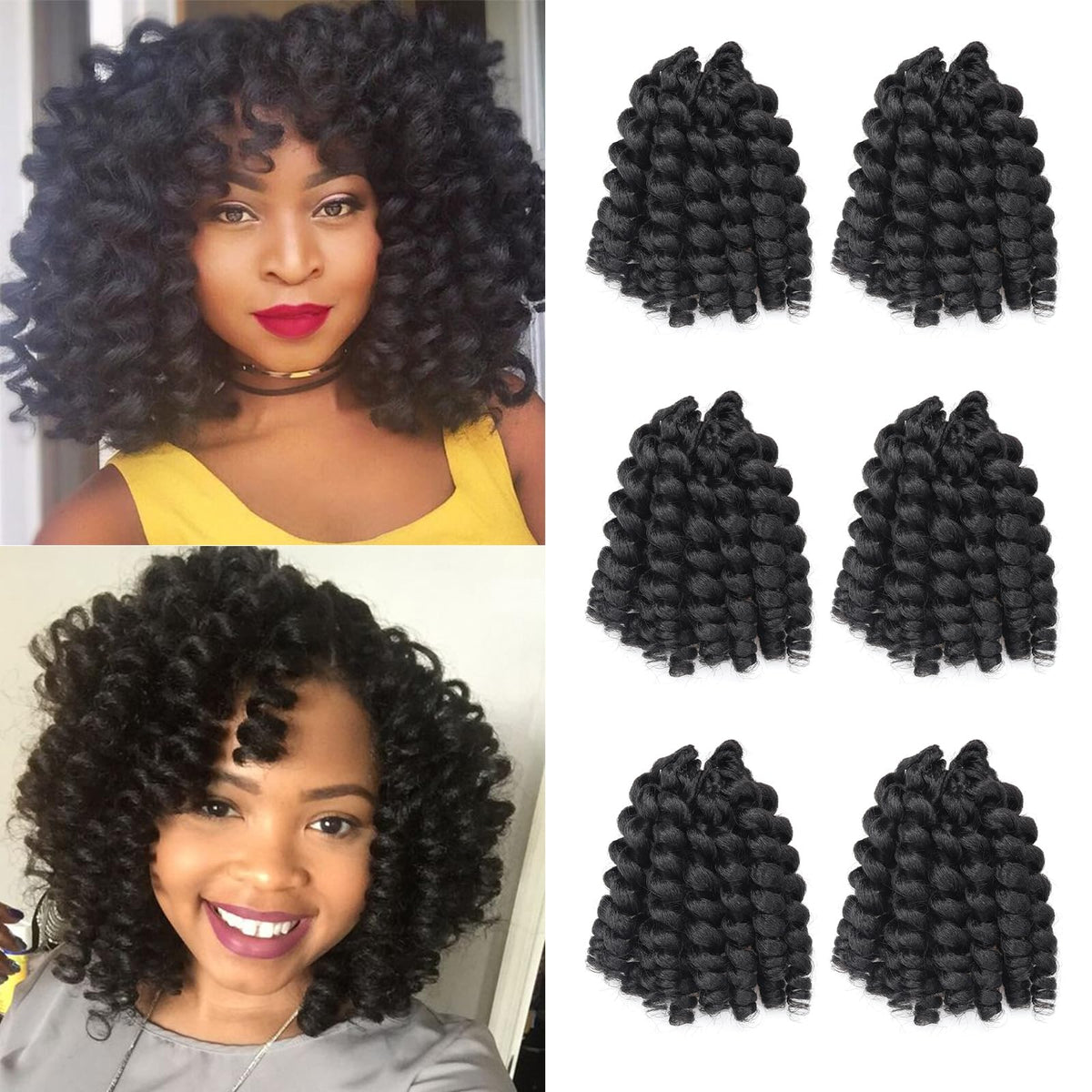 Wand Curl Crochet Hair Jamaican Bounce Crochet Hair Crochet Hair 6packs Twist Braid Hair Crochet Curly Hair for Black Women Curly Crochet Hair (T30, 8