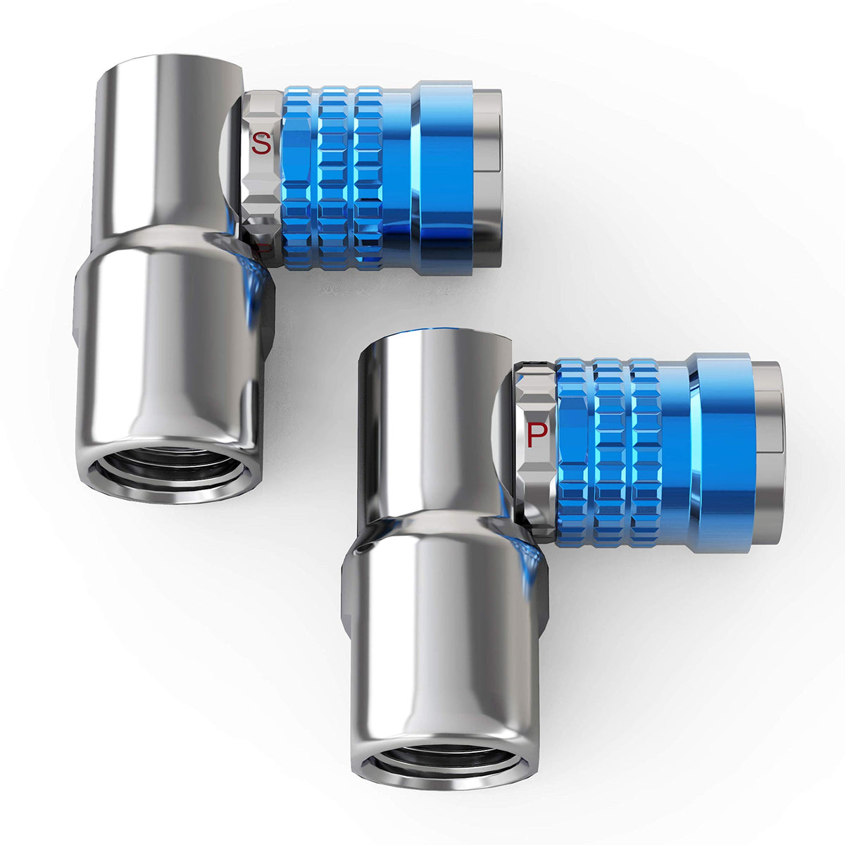 JACO Lightning Bike Tire Air Chuck (L3Series) | Presta & Schrader Valves | Open Flow, 1/4inch FNPT (2 Pack)