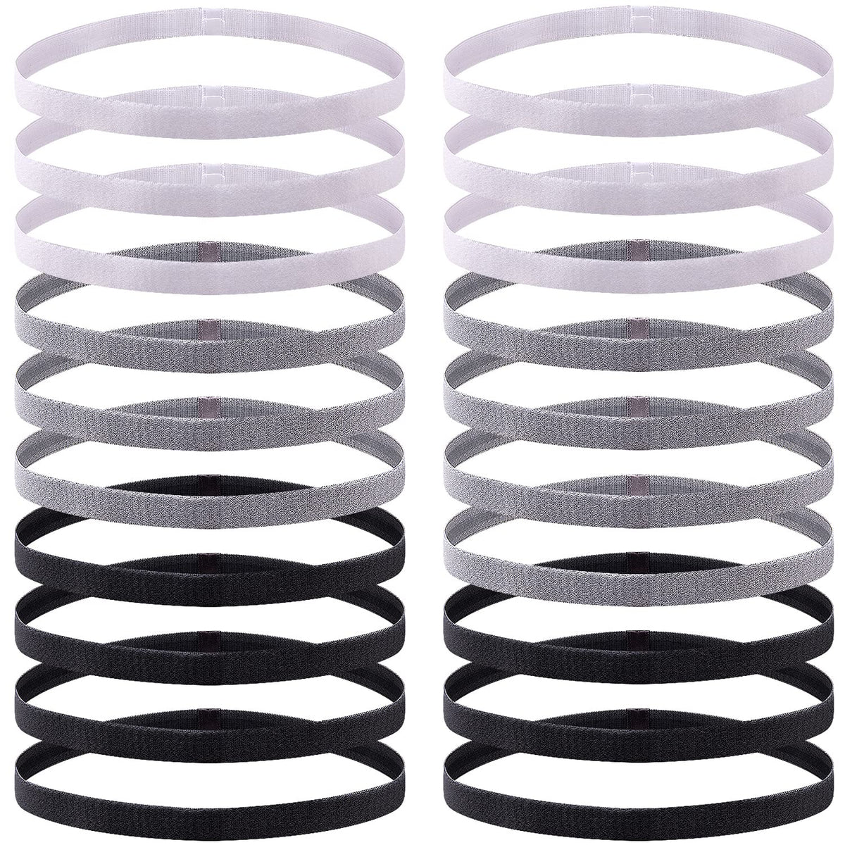 Duufin 20 Pieces Elastic Sport Headbands NonSlip Workout Headband Thin Sweat Headband Elastic Headband for Women, Men and Girls