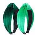 YanJie St.Patrick Knotted Headband  Velvet Irish Green Wide Knot Hair Band for Women, Saint Patricks Day Accessories