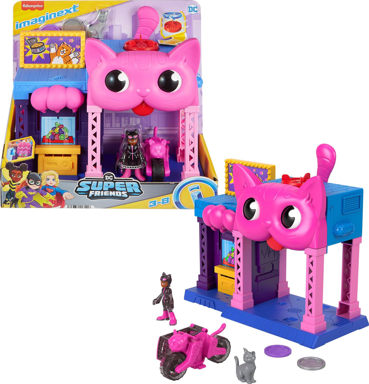 FisherPrice Imaginext DC Super Friends Toy Catwoman Playhouse Playset with Figure & Accessories for Pretend Play Kids Ages 3+ Years