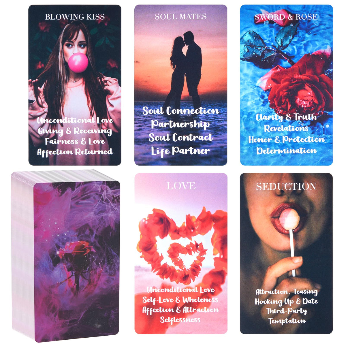 XSYLOHXL Love Oracle Cards for Beginners with Meanings on Them 53 PCS Loving Tarot Deck with Messages on Cards Providing Guidance on Life and Love Inq