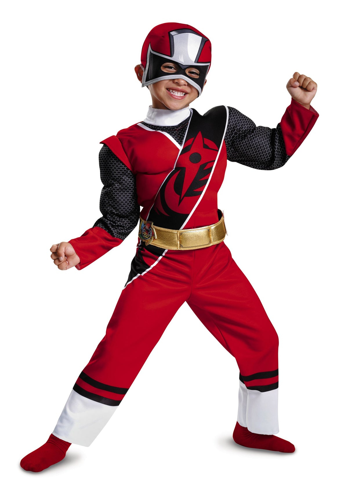 Power Rangers Ninja Steel Toddler Muscle Costume, Red, Medium (3T4T)