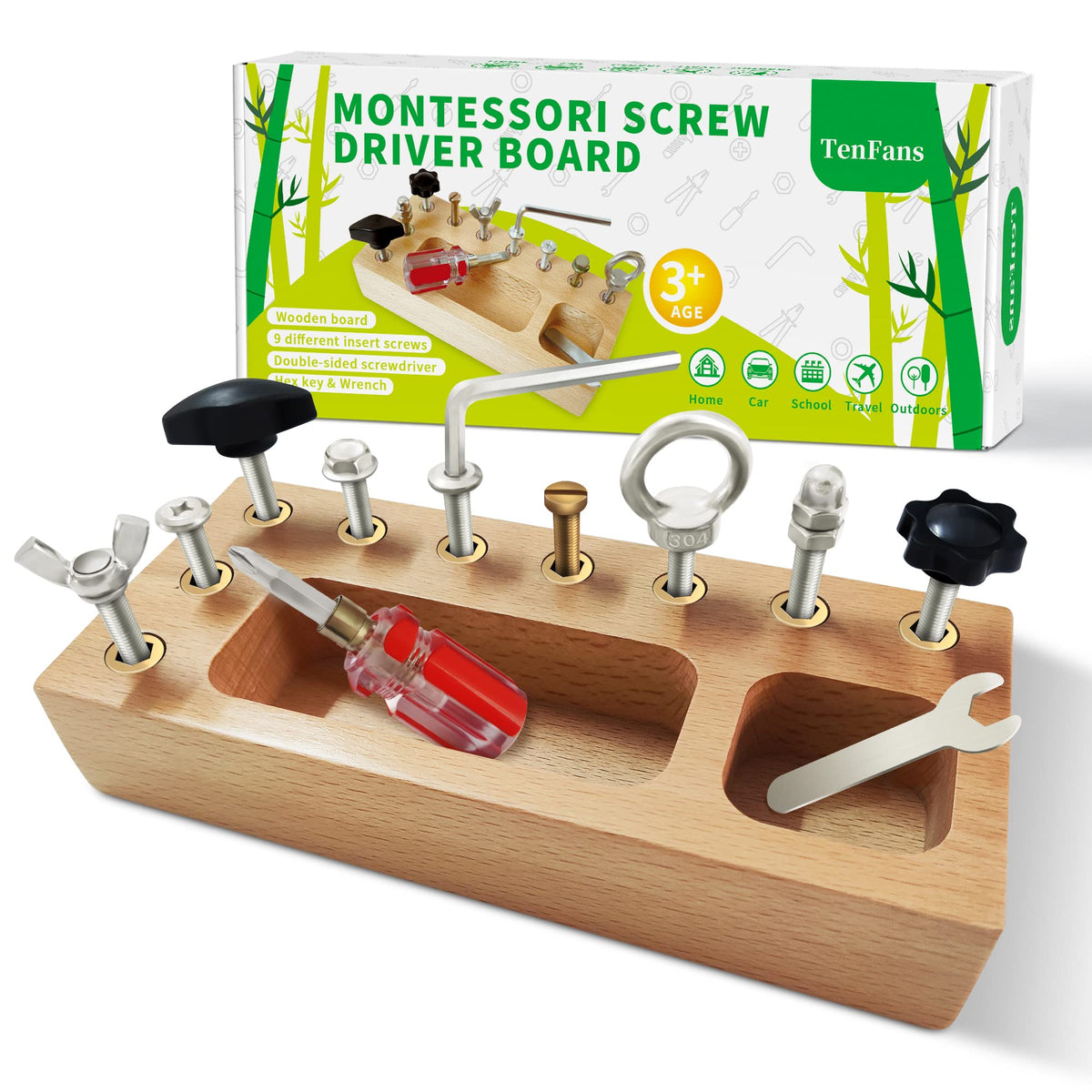 Montessori Toys for 1 2 3 Year Old, Montessori Screwdriver Board, Kids Wooden Toys, Fine Motor Skills Toys, Sensory Preschool Learning Toys for Toddle