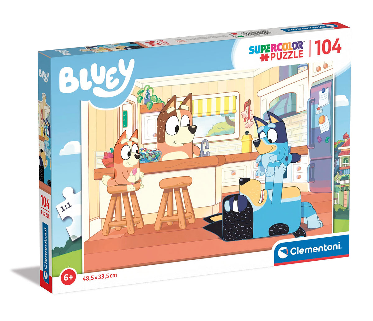 Clementoni 27169 Bluey Supercolor Bluey104 PiecesJigsaw Puzzle for Kids Age 6Made in Italy, MultiColoured