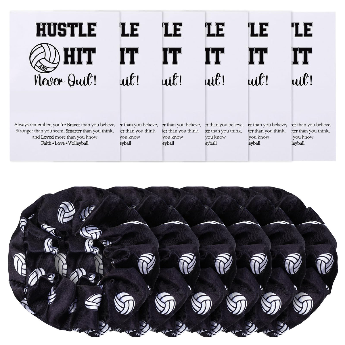 Yuxung 24 Volleyball Gift Set Volleyball Sport Hair Scrunchies and Cards Silk Satin Elastic Hair Ties Hair Bands Ponytail Holders Volleyball Gifts for