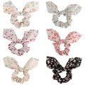 Jaciya Hair Scrunchies with Bow Hair Ties Bunny Ear Bowknot Scrunchie Floral Girls Hair Accessories Hair Scrunchies for Womens Hair 6 Packs